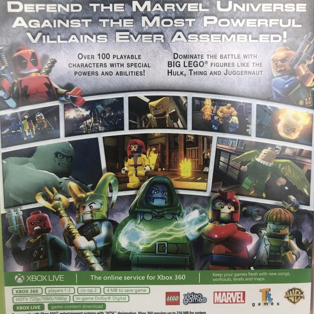 Lego Xbox 360‎ Marvel Super Heroes Video Game Warner Brothers